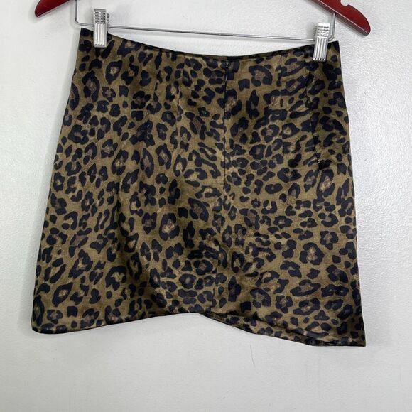 ZARA Satin Effect Leopard Animal Print Y2K Mini Skirt Women's Size Small - Picture 2 of 5